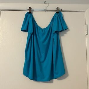 Piko 1988 off the shoulder teal silky top